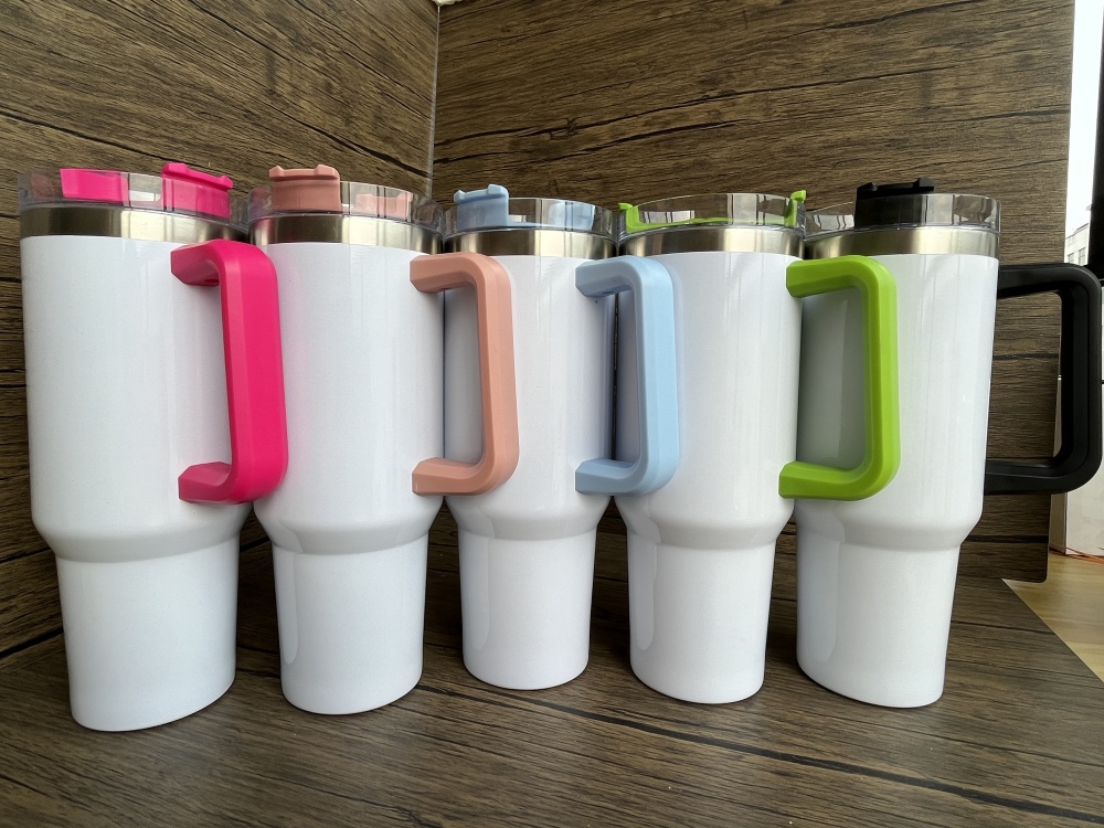 Sublimation 40OZ white with colored handles