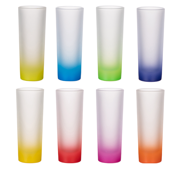 2023 2.5oz Wholesale Custom Frosted Sublimation Blanks Gradient Color Shot Glasses for Sublimation