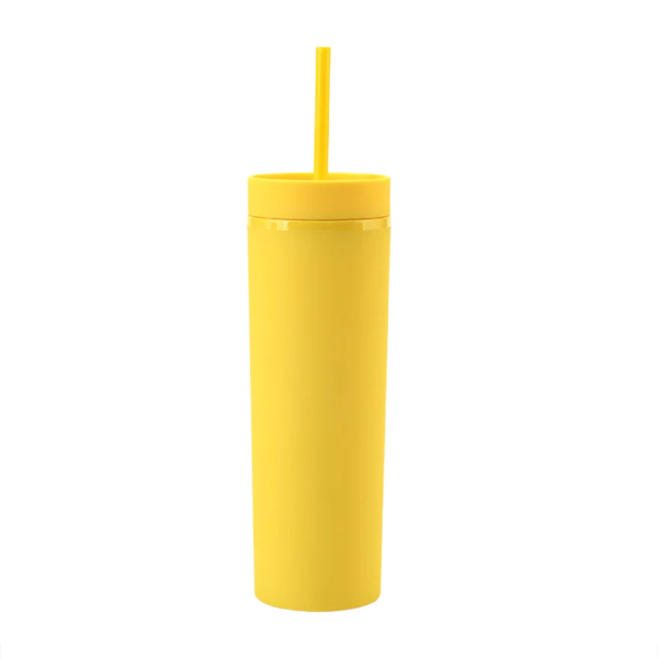 USA Warehouse 16oz Plastic Skinny Tumblers with Straw Double Wall