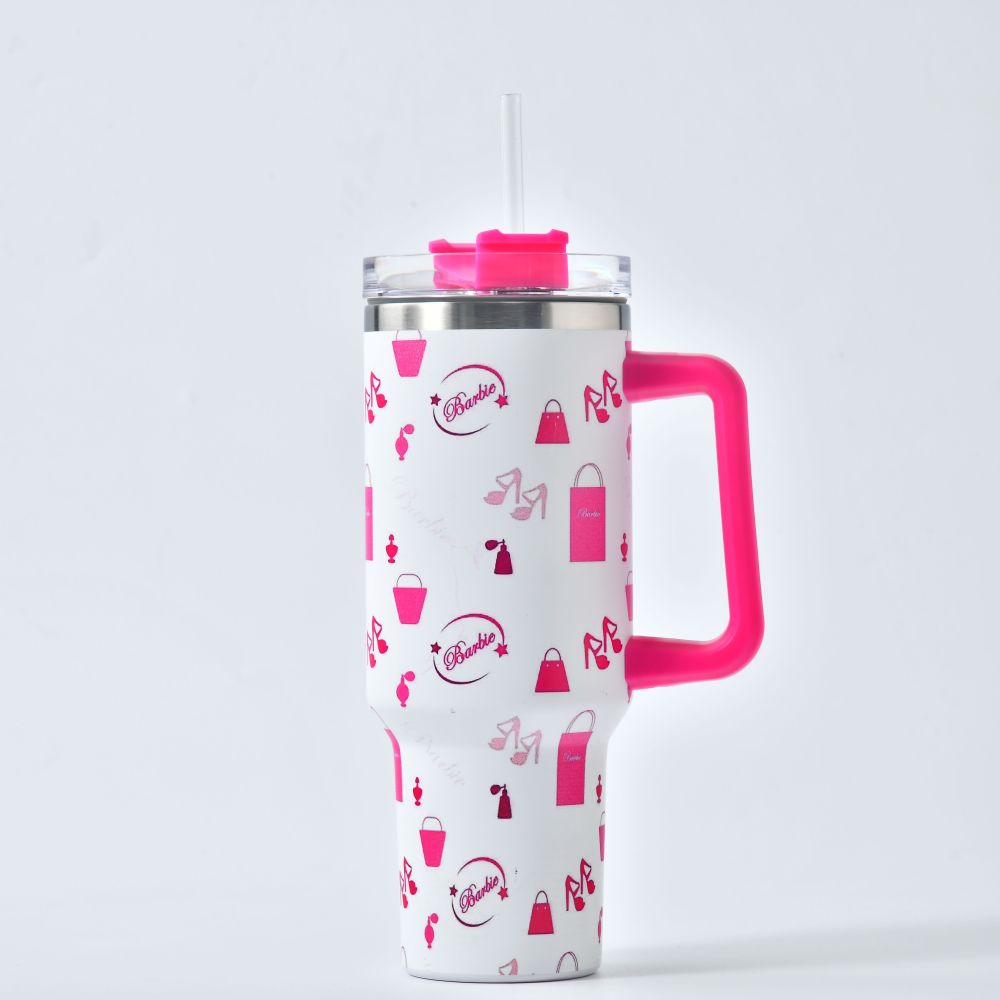 Valentine's Day 40oz tumbler with handle 40 ounce Stock in Advance Heart Pattern thermos Tumbler