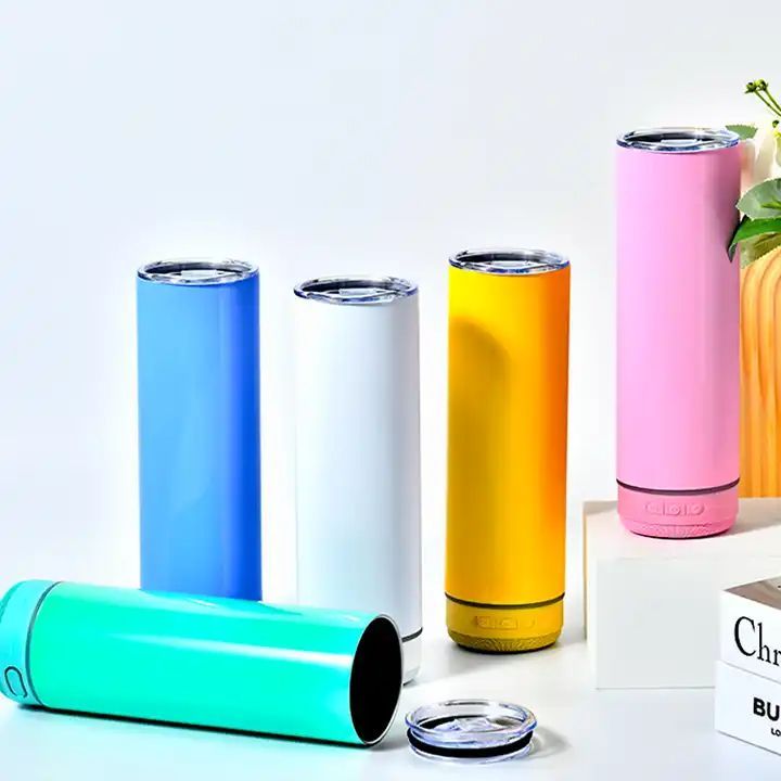Us Warehouse Sublimation Blanks Straight Tumbler Smart Speaker 20oz Stainless Steel Sublimation Wireless Speaker Music Tumbler