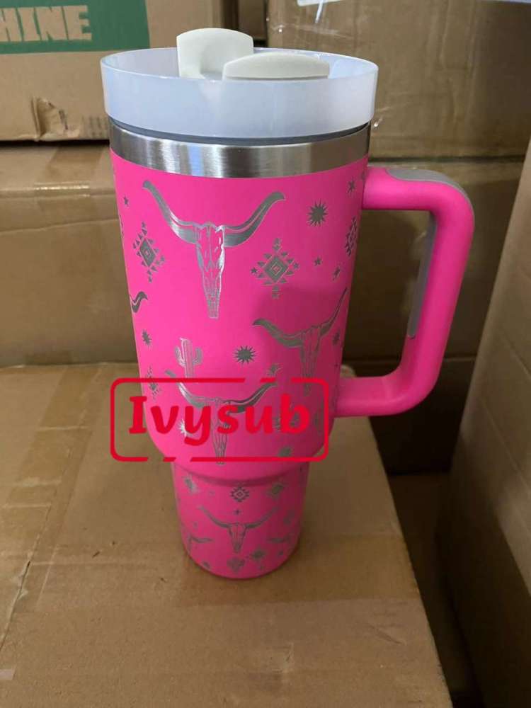 NonSublimation 40OZ with  travel mugs  Western steer skull