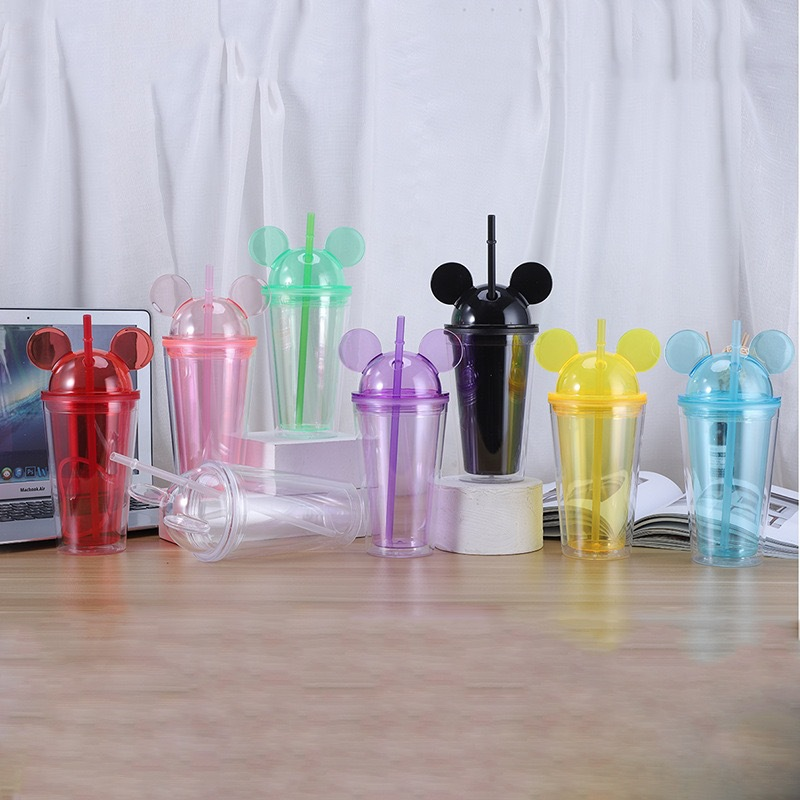 17OZ Mickey plastic cups double wall mixed color case