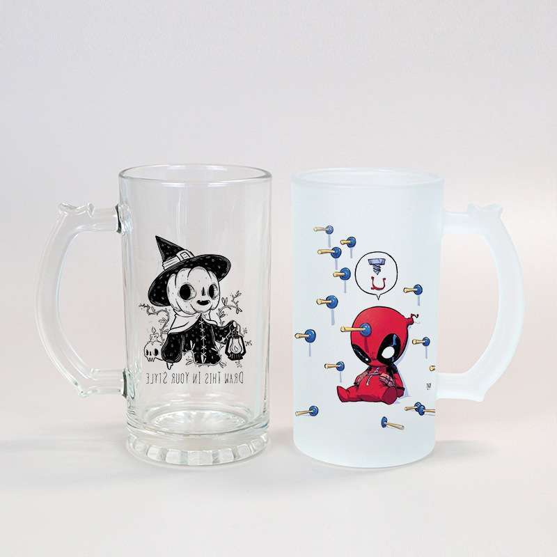 Hot Seller Glass 16oz  Cup Wholesale Custom Logo Frosted Beer Mug Blank Sublimation Beer Mug