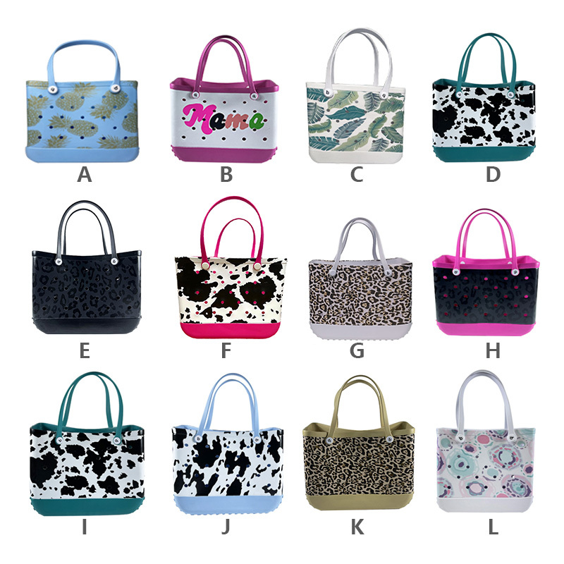 Trendy Hollow Cow Print Waterproof EVA Beach Tote Bag for Women