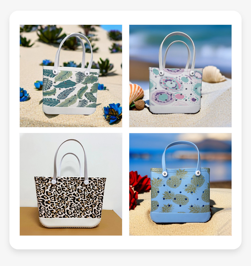 Trendy Hollow Cow Print Waterproof EVA Beach Tote Bag for Women