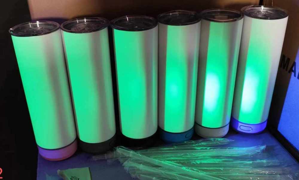 20 OZ Sublimation glow in dark Bluetooth tumbler Speaker Smart Water Bottle Stainless Steel Music Sports Bottle Bluetooth Tumbler