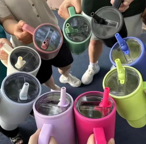 40oz Quencher Powder Coated Travel Mug Stainless Steel Tumbler with Straw Lids