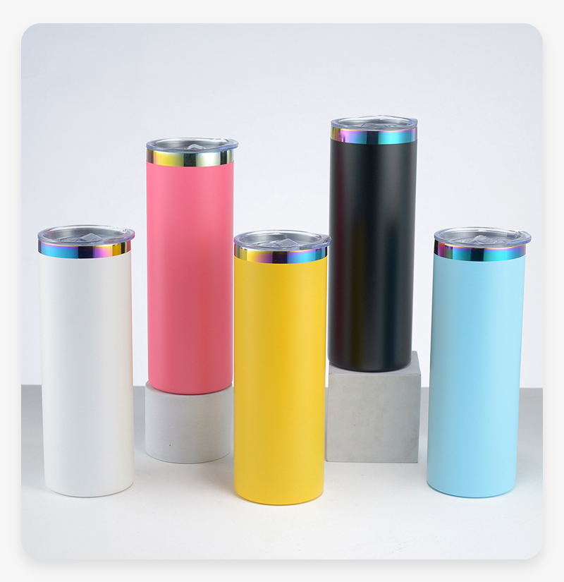 20oz Rainbow Plated Powder Coated Skinny Tumblers