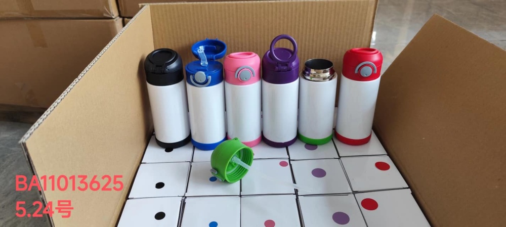25/50pcs 12oz Sublimation Flip Top Tumblers Kids Milk Cup Stainless Steel Water Bottle