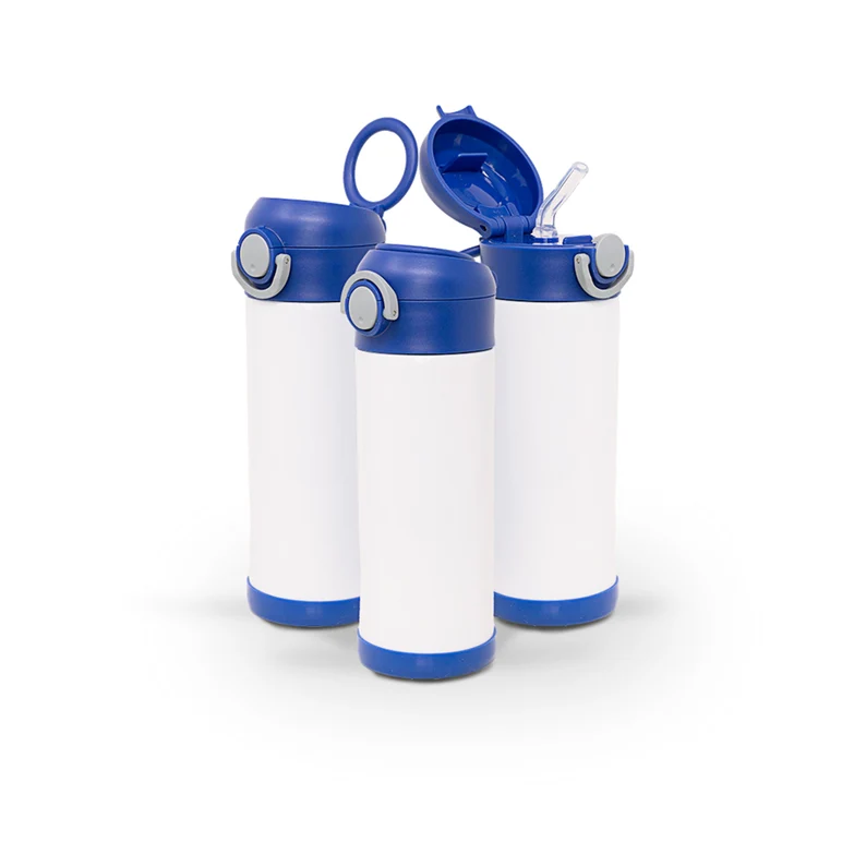 25/50pcs 12oz Sublimation Flip Top Tumblers Kids Milk Cup Stainless Steel Water Bottle