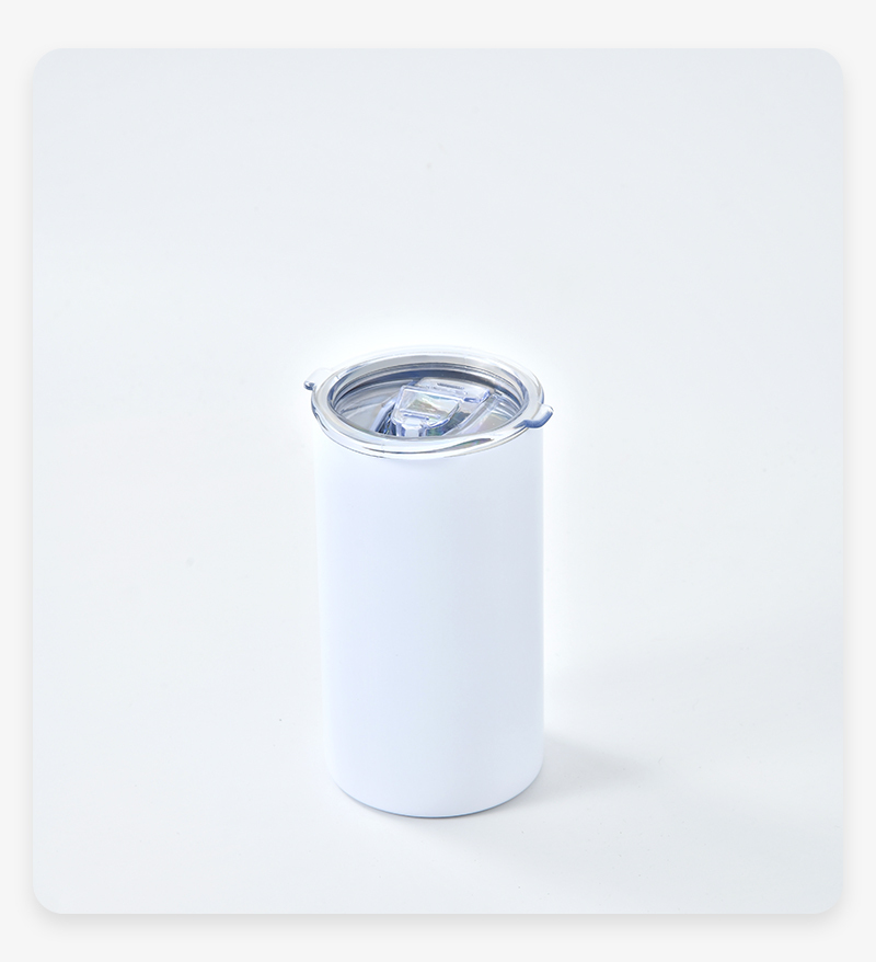 12oz Tumblers with Flat Lids Skinny Stainless Steel Double Wall Press Straight Tumbler Sublimation