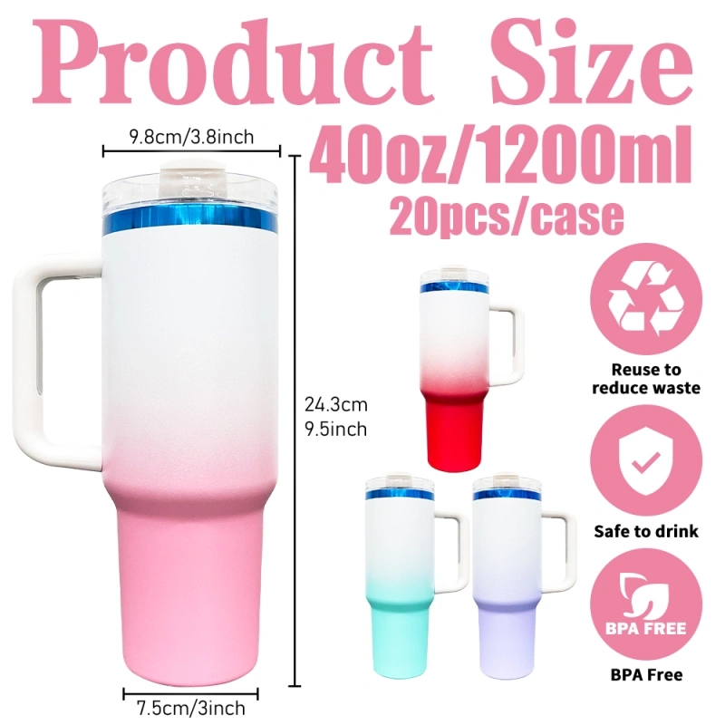 20 Pack USA Warehouse 40oz Blue Mirror Underneath Ombre Colors Quencher Tumblers for Laser Engraving