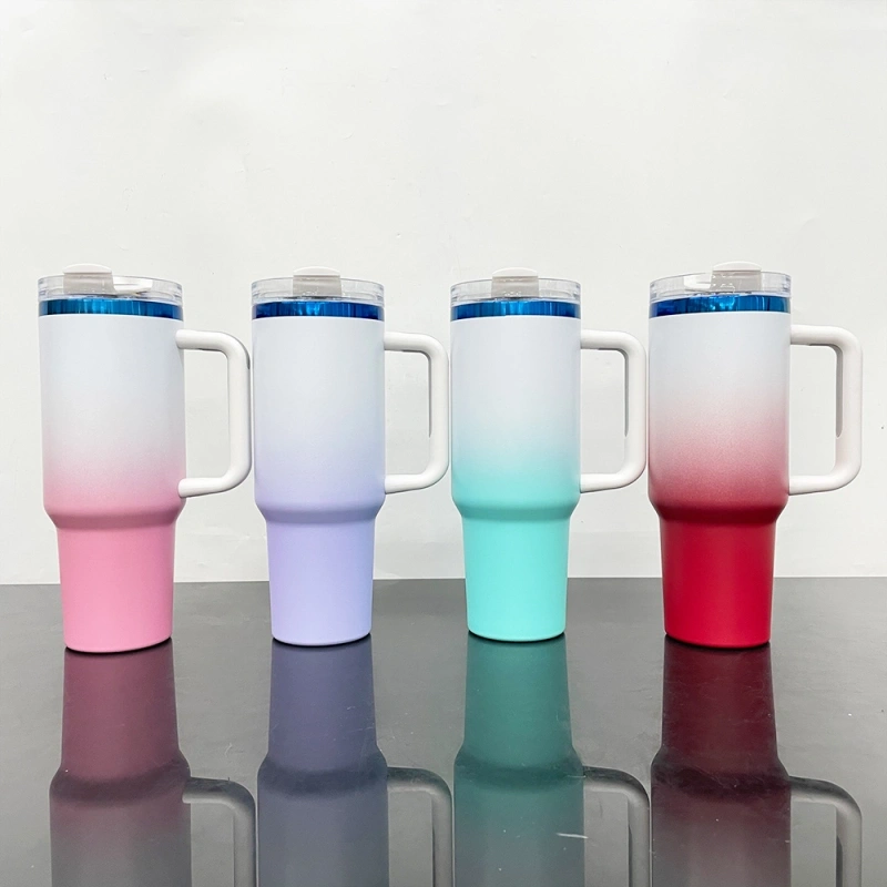 20 Pack USA Warehouse 40oz Blue Mirror Underneath Ombre Colors Quencher Tumblers for Laser Engraving