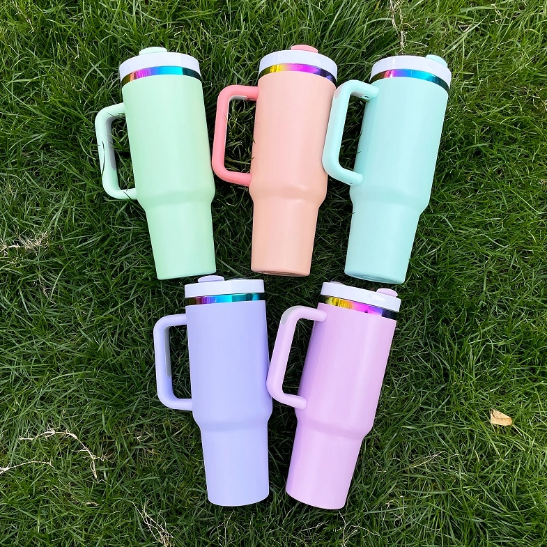20 Pack H2.0 US warehouse 40oz Macaron Colors Rainbow Plated Quencher Tumbler
