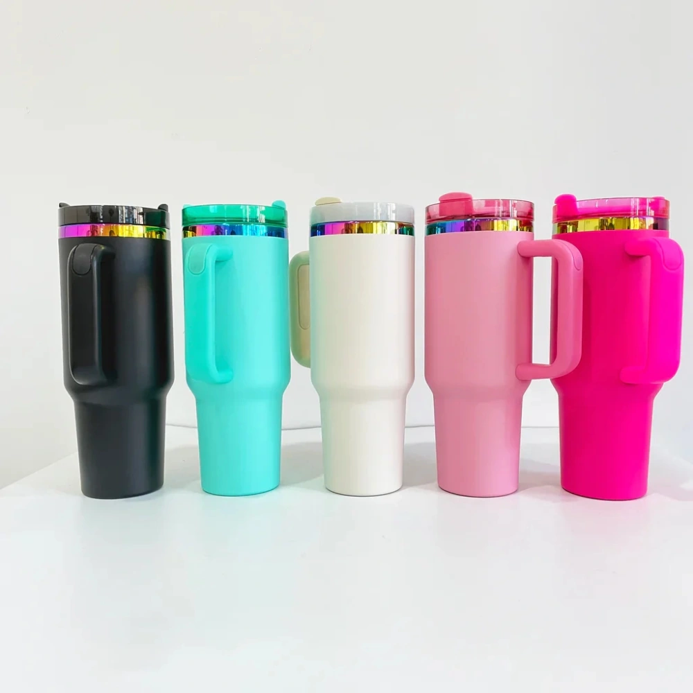 20 Pack USA Warehouse H2.0 40oz Powder Coat Mixed Color Rainbow Plated Tumblers for Laser Engraving