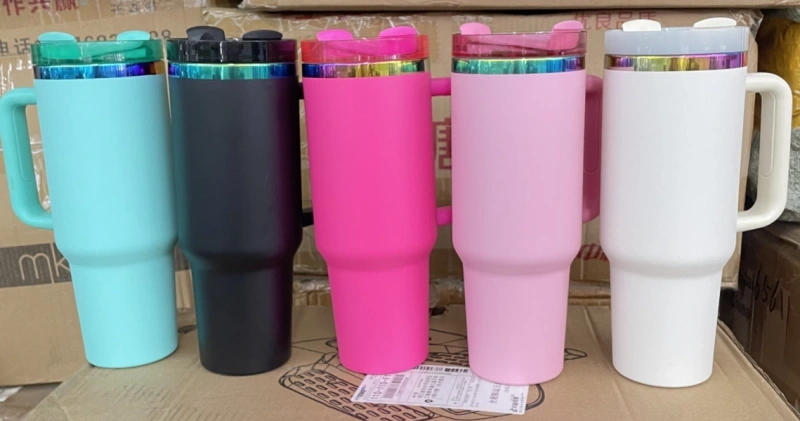 20 Pack USA Warehouse H2.0 40oz Powder Coat Mixed Color Rainbow Plated Tumblers for Laser Engraving