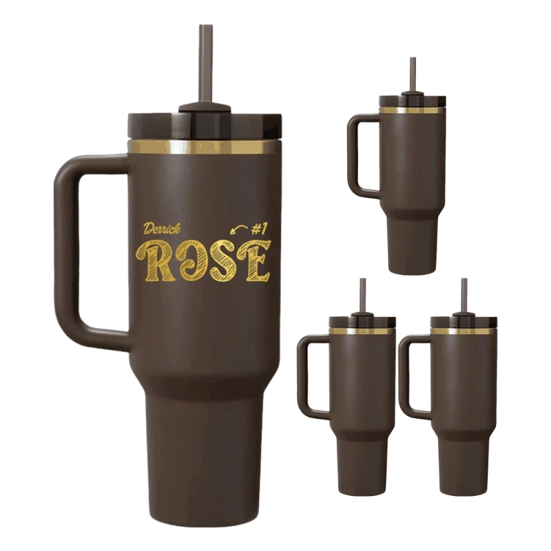 40oz Chocolate Mirror Gold Underneath Quencher Tumbler With Colored Straw
