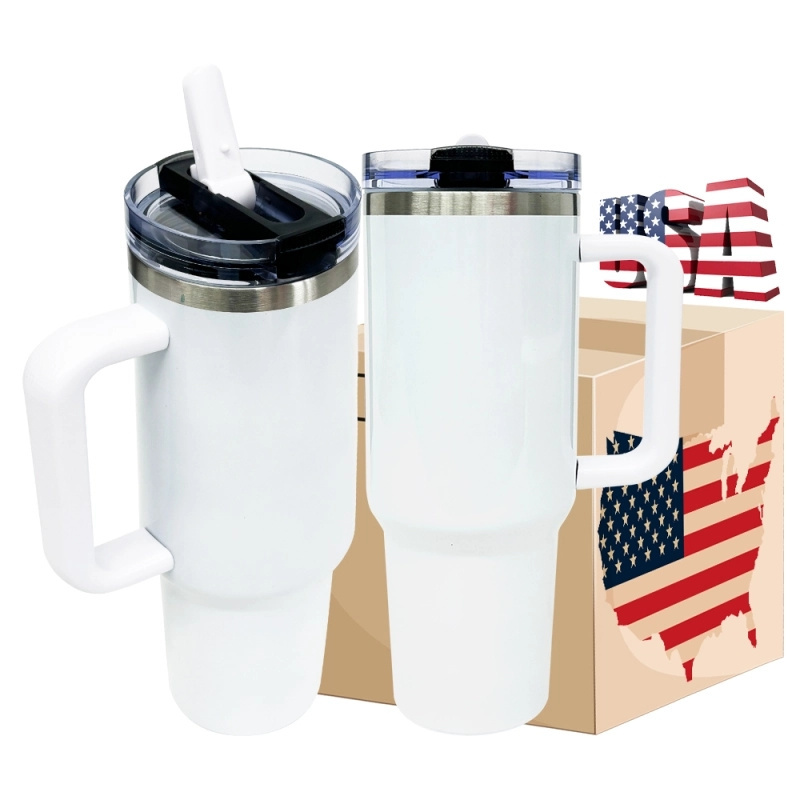 20 Pack USA Warehouse H3.0 40oz Leak Proof Lids Tumblers New Protour Style with Removable Nozzle Cover Glossy White Sublimation Tumblers
