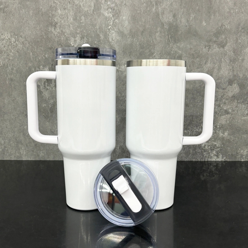 20 Pack USA Warehouse H3.0 40oz Leak Proof Lids Tumblers New Protour Style with Removable Nozzle Cover Glossy White Sublimation Tumblers