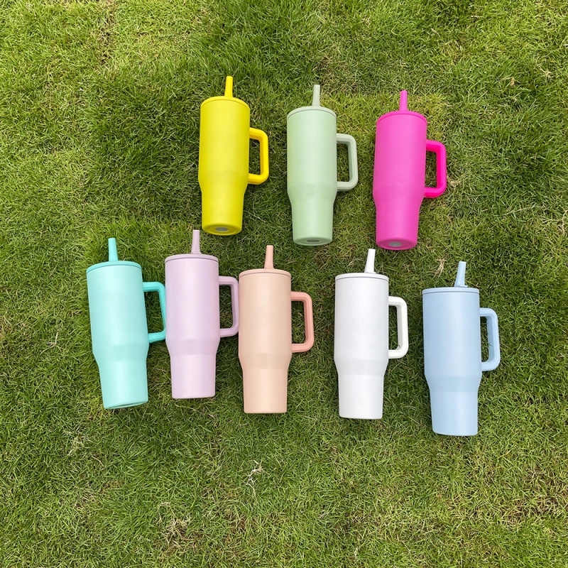 16 Pack USA Warehouse 40oz Macaron Colored Blank Sublimation Flip Straw Tumblers With Leak Proof Lids