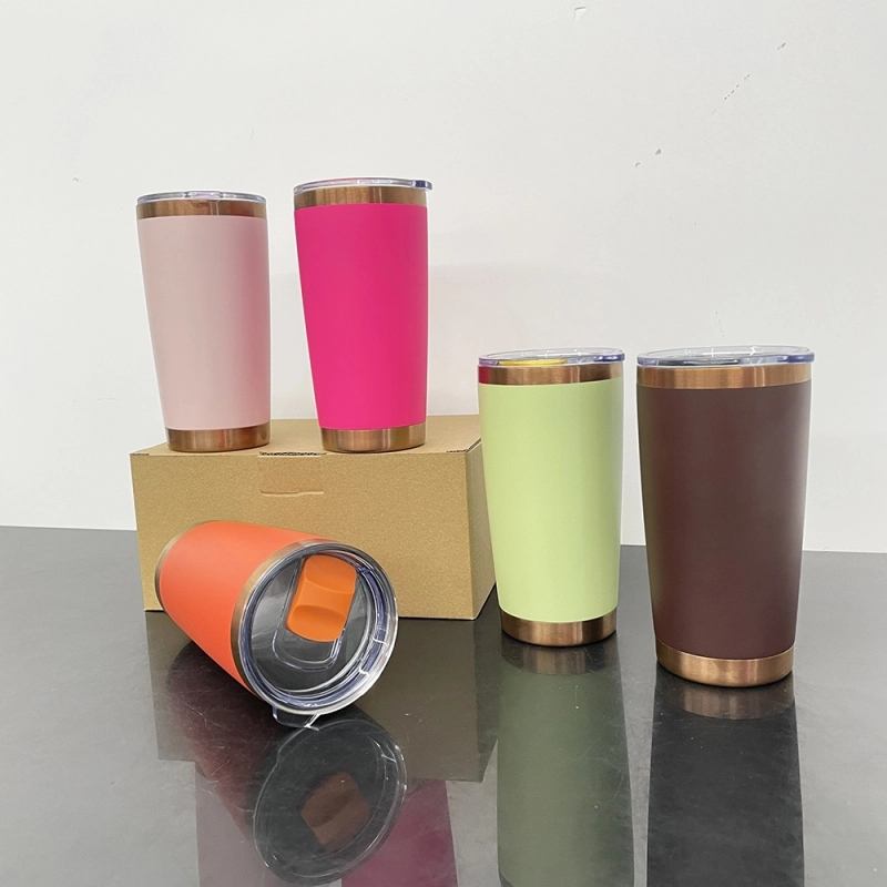 25 Pack USA Warehouse Bright Colors 20oz Copper Plated Powder Coat Coffee Yeti Stainless Steel Tumbler with Magnetic Lid for Laser Engraving