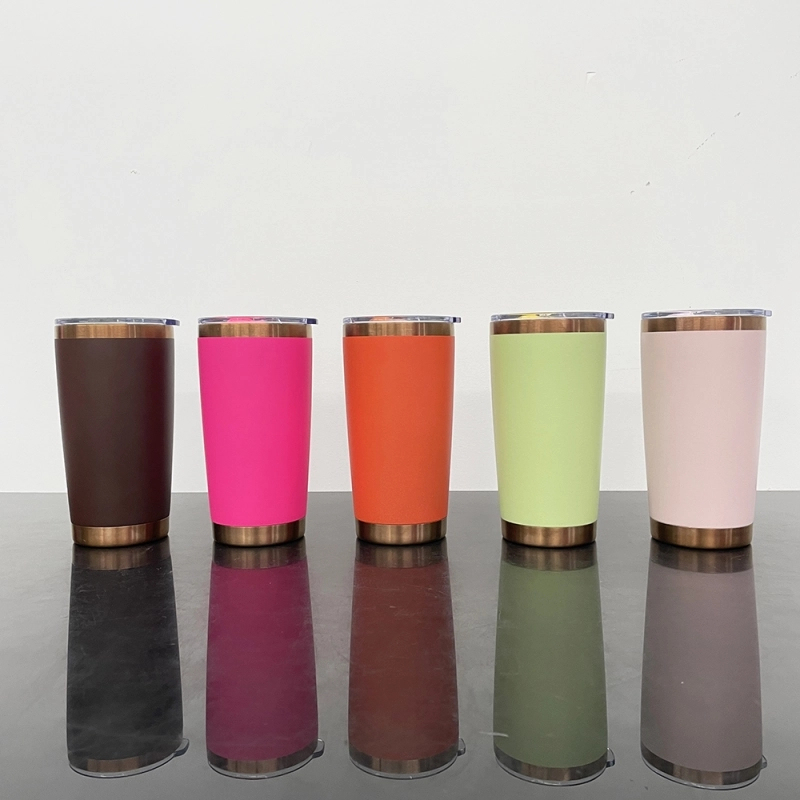 25 Pack USA Warehouse Bright Colors 20oz Copper Plated Powder Coat Coffee Yeti Stainless Steel Tumbler with Magnetic Lid for Laser Engraving