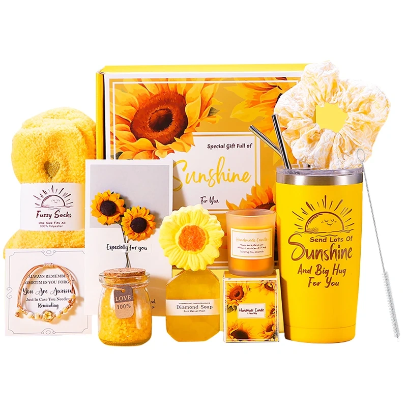 Custom logo Tumbler Gift Set Personalized Luxury Relaxing Self Care Package Basket Souvenirs Unique Promotional Mug Box for Girl