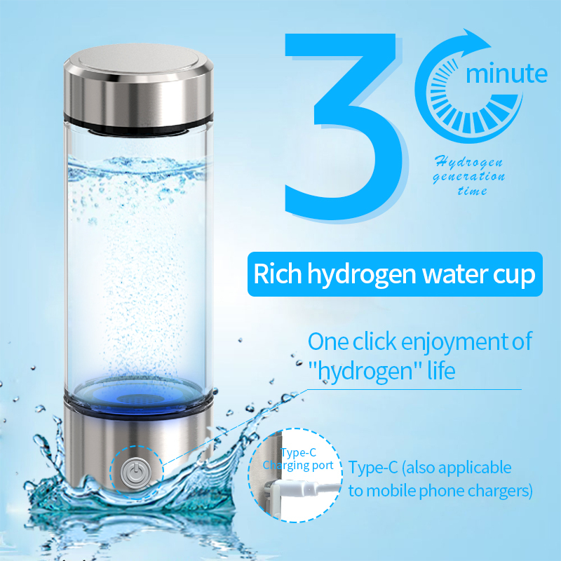 Custom Logo Hydrogenated Waterbottle Smart SPE PEM Technology Hydrogen Rich Water Bottle Generator H2 Ionizer Hydrogen-rich Cup