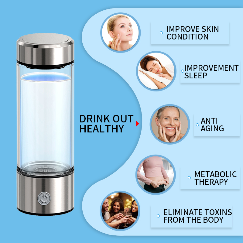 Custom Logo Hydrogenated Waterbottle Smart SPE PEM Technology Hydrogen Rich Water Bottle Generator H2 Ionizer Hydrogen-rich Cup