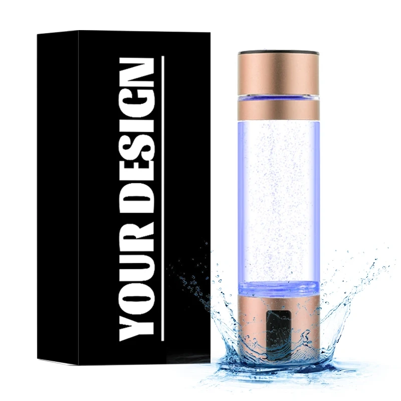 Custom Logo Hydrogenated Waterbottle Smart SPE PEM Technology Hydrogen Rich Water Bottle Generator H2 Ionizer Hydrogen-rich Cup