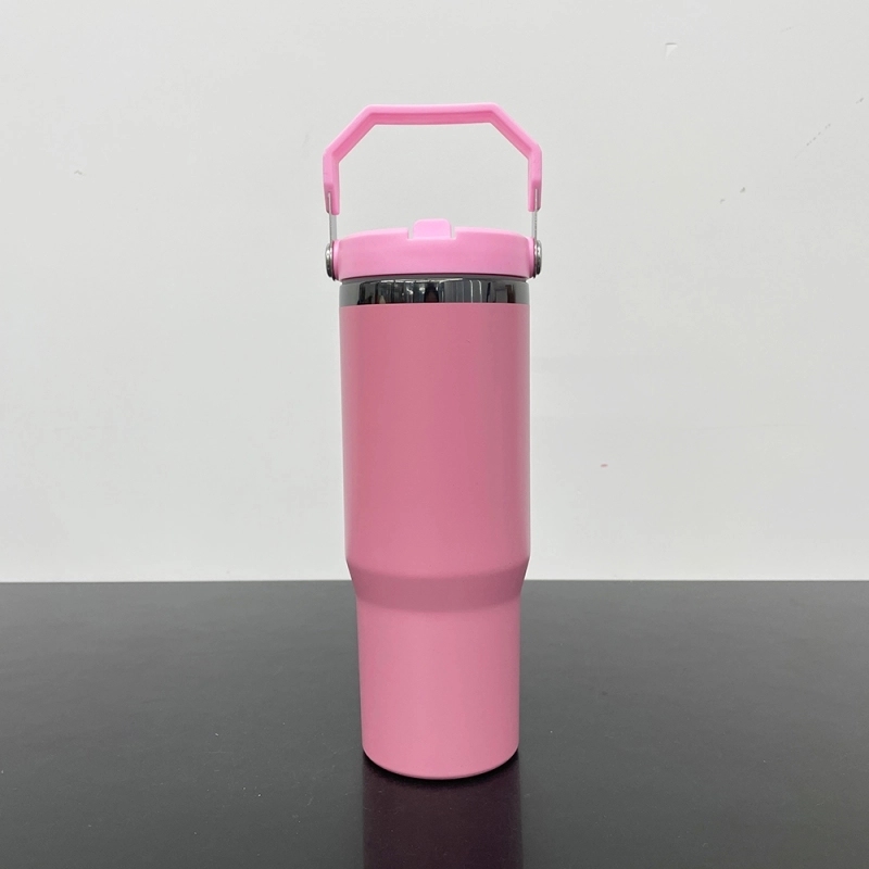 20 Pack USA Warehouse Mirror Black Plated 30oz Flip Straw Outdoor Water Bottle with Top Handle for Laser Engraving