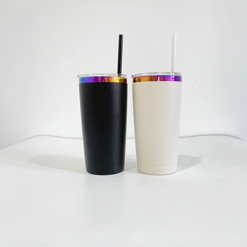 25 Pack USA Warehouse Yeti Power Coated 20oz Rainbow Plated Tumblers 20 oz Cup With Colorful Straws