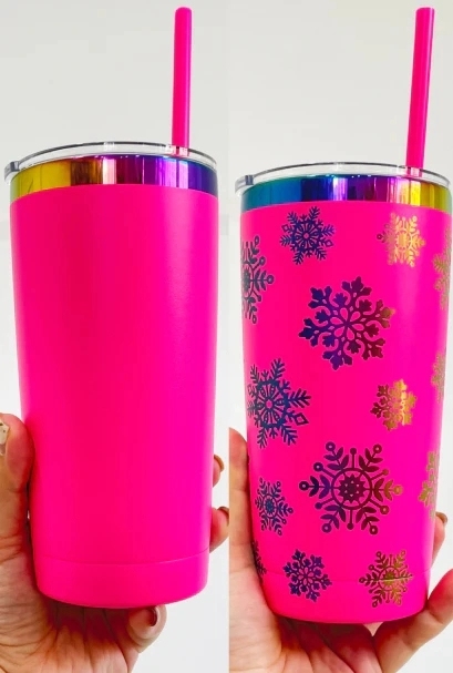25 Pack USA Warehouse Yeti Power Coated 20oz Rainbow Plated Tumblers 20 oz Cup With Colorful Straws