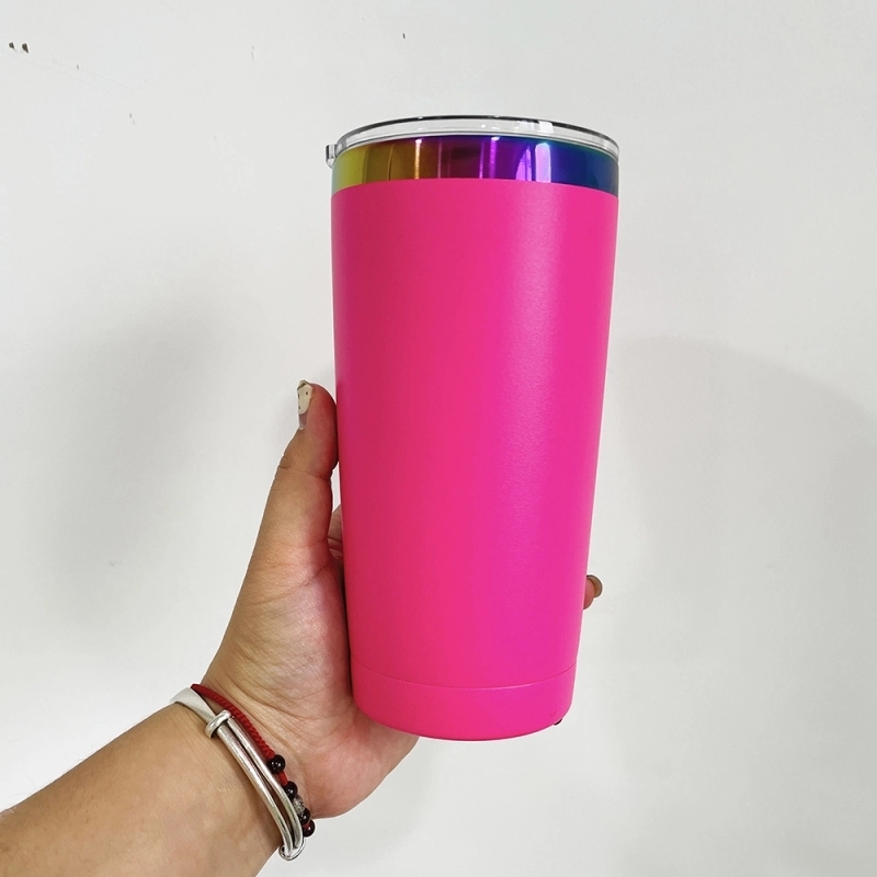 25 Pack USA Warehouse Yeti Power Coated 20oz Rainbow Plated Tumblers 20 oz Cup With Colorful Straws