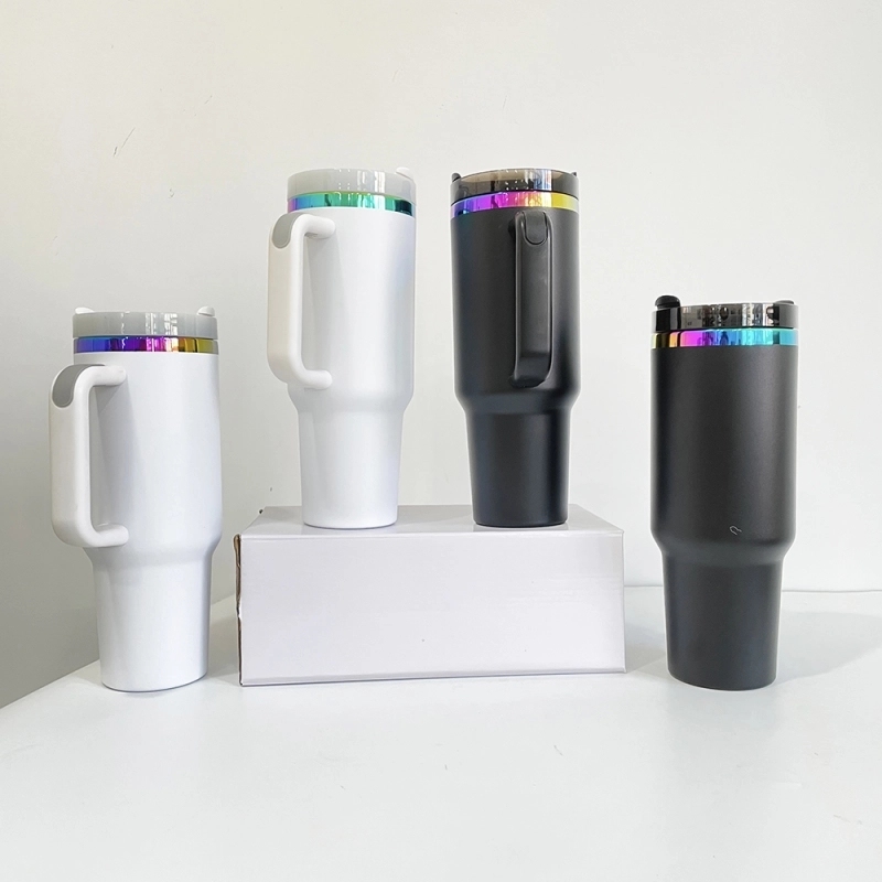20 Pack USA Warehouse H2.0 40oz Cup 40 oz Powder Coat Rainbow UnderneathTumblers for Laser Engraving