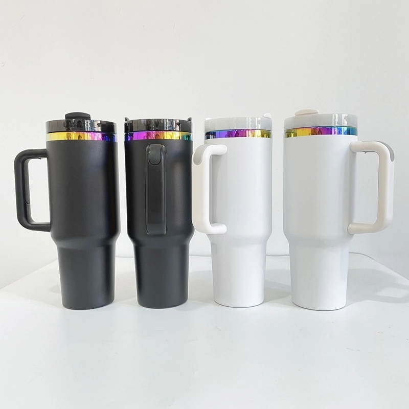 20 Pack USA Warehouse H2.0 40oz Cup 40 oz Powder Coat Rainbow UnderneathTumblers for Laser Engraving