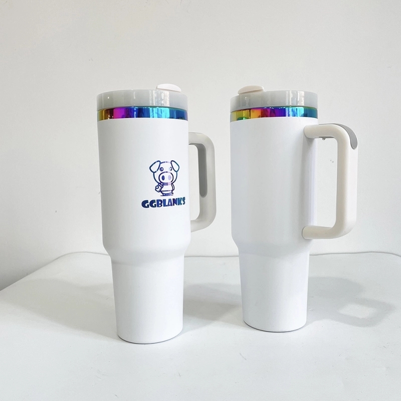 20 Pack USA Warehouse H2.0 40oz Cup 40 oz Powder Coat Rainbow UnderneathTumblers for Laser Engraving