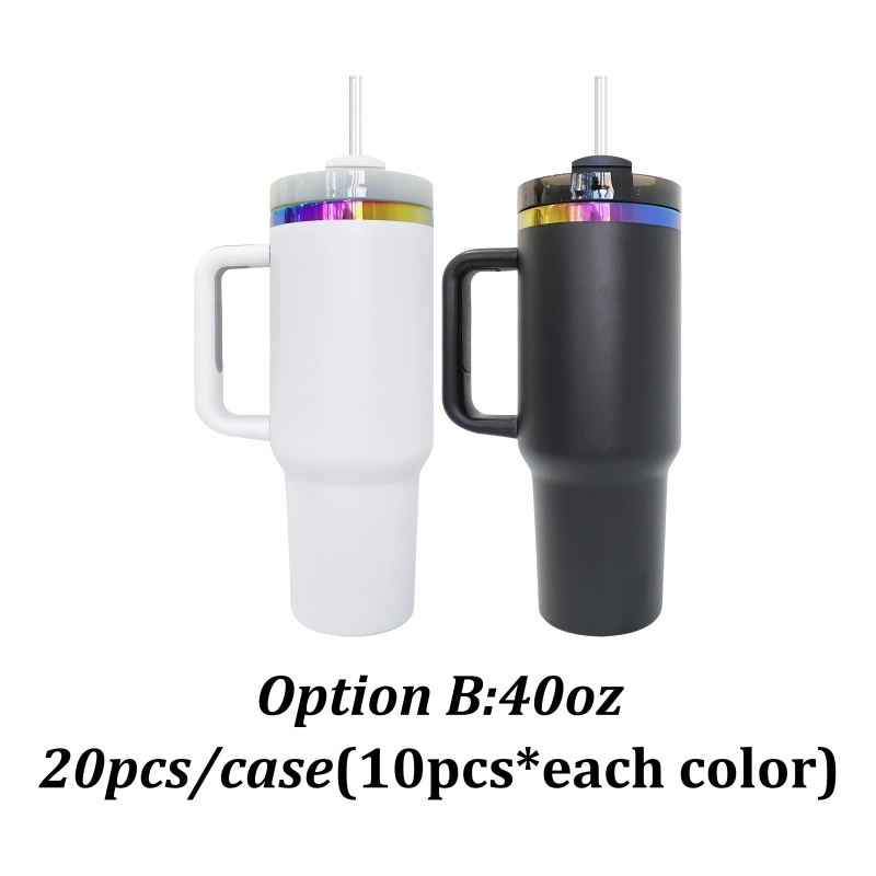 20 Pack USA Warehouse H2.0 40oz Cup 40 oz Powder Coat Rainbow UnderneathTumblers for Laser Engraving