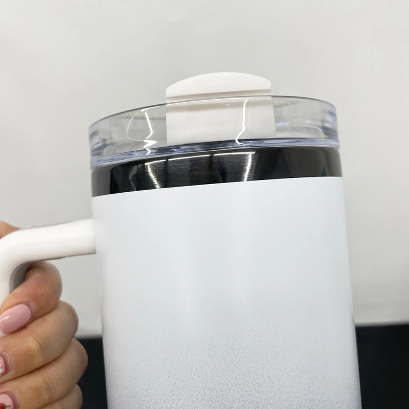 20 Pack USA Warehouse 40oz Black Plated Ombre Power Coated Color Tumblers for Laser Engraving 40 oz Double Wall Insulated Water Bottles with Handle and Straw