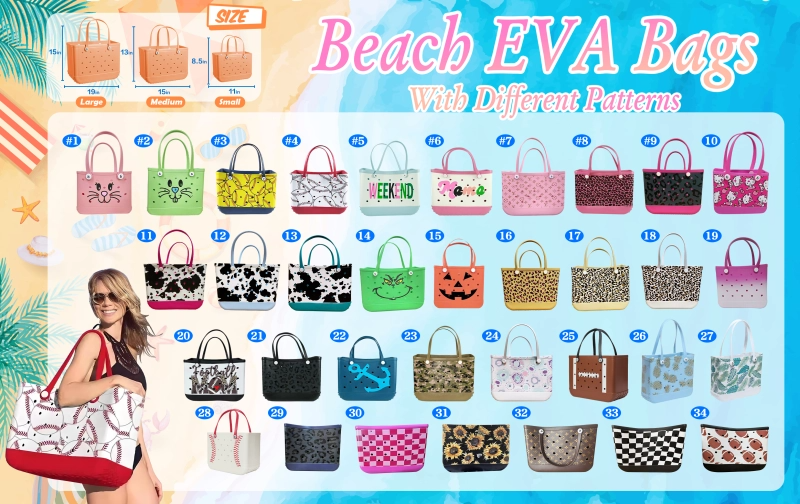 Medium/Large Size EVA Beach Bag With Patterns Shipped From China Warehouse