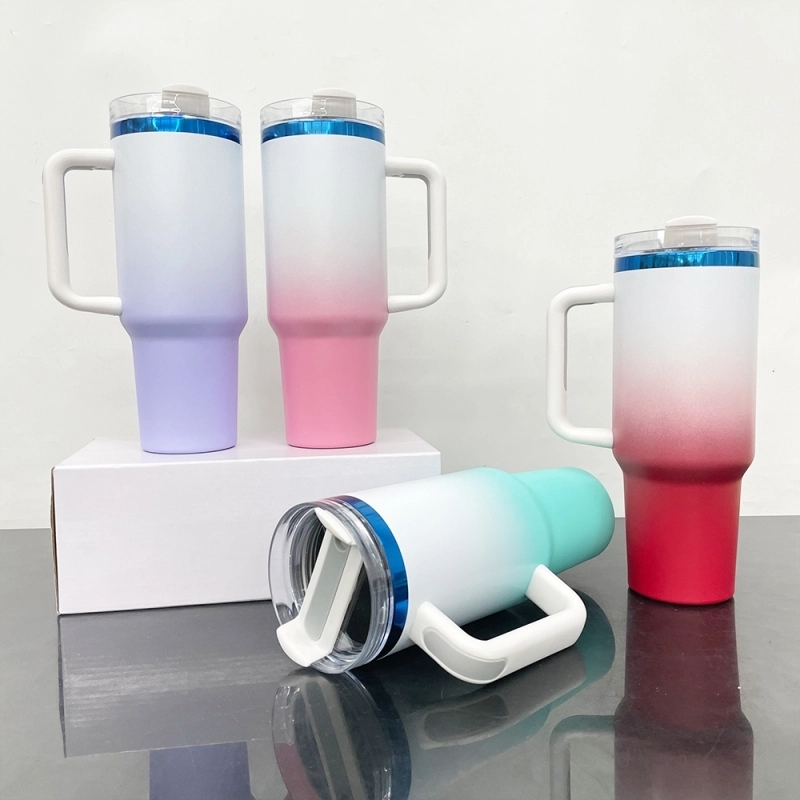 20 Pack USA Warehouse 40oz Blue Mirror Underneath Ombre Colors Quencher Tumblers for Laser Engraving