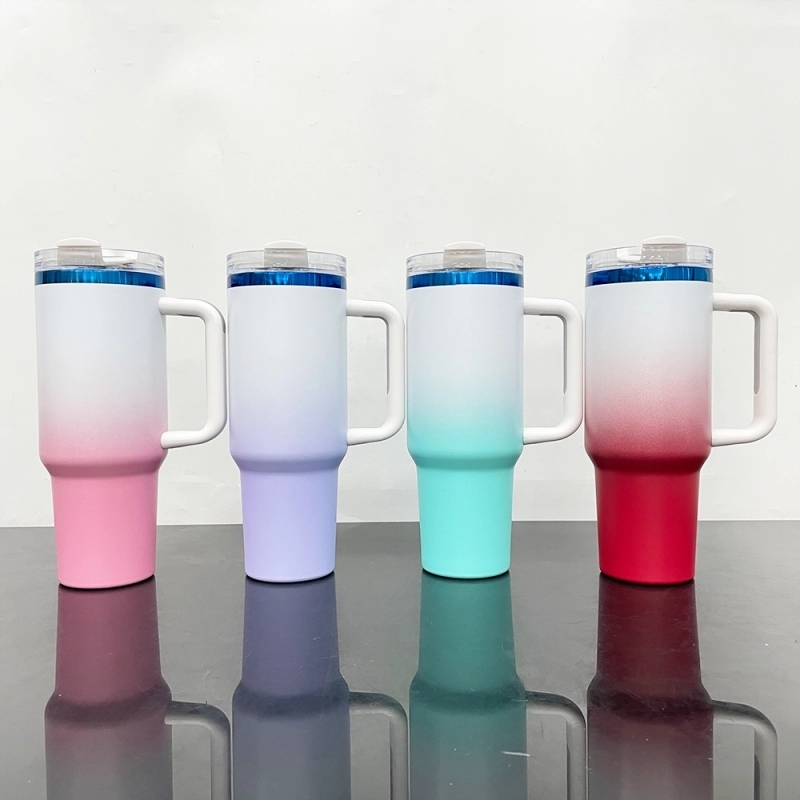 20 Pack USA Warehouse 40oz Blue Mirror Underneath Ombre Colors Quencher Tumblers for Laser Engraving