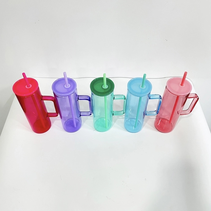 25 Pack USA Warehouse 20oz Jelly Color Straight Beverage Mug Glass Water Bottle 20 oz Glass Tumbler Cup For Sublimation And UV DTF Wraps