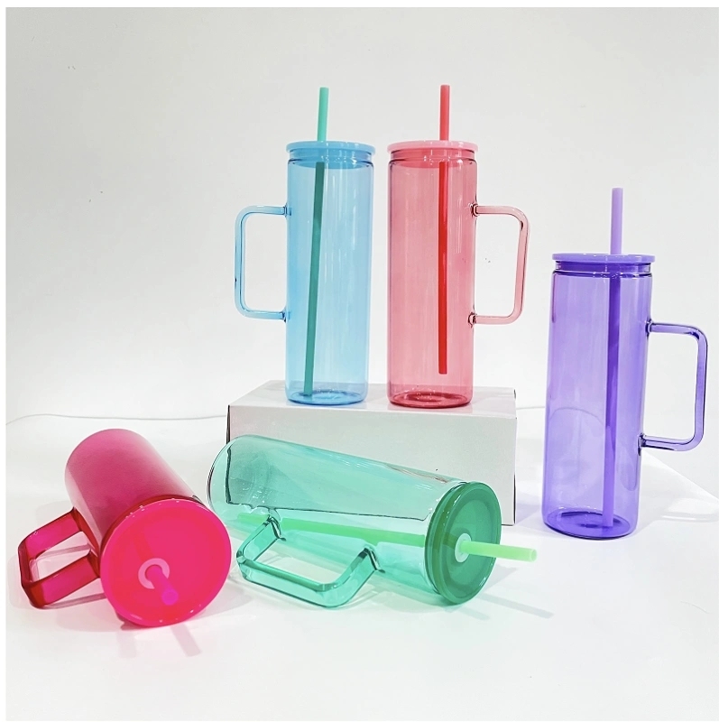 25 Pack USA Warehouse 20oz Jelly Color Straight Beverage Mug Glass Water Bottle 20 oz Glass Tumbler Cup For Sublimation And UV DTF Wraps