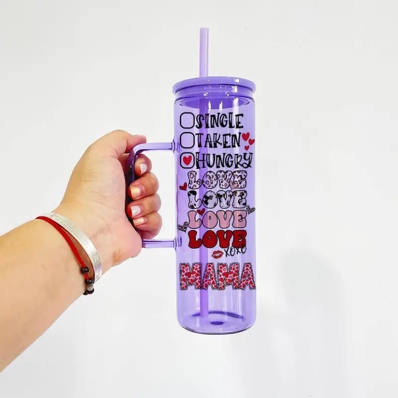 25 Pack USA Warehouse 20oz Jelly Color Straight Beverage Mug Glass Water Bottle 20 oz Glass Tumbler Cup For Sublimation And UV DTF Wraps