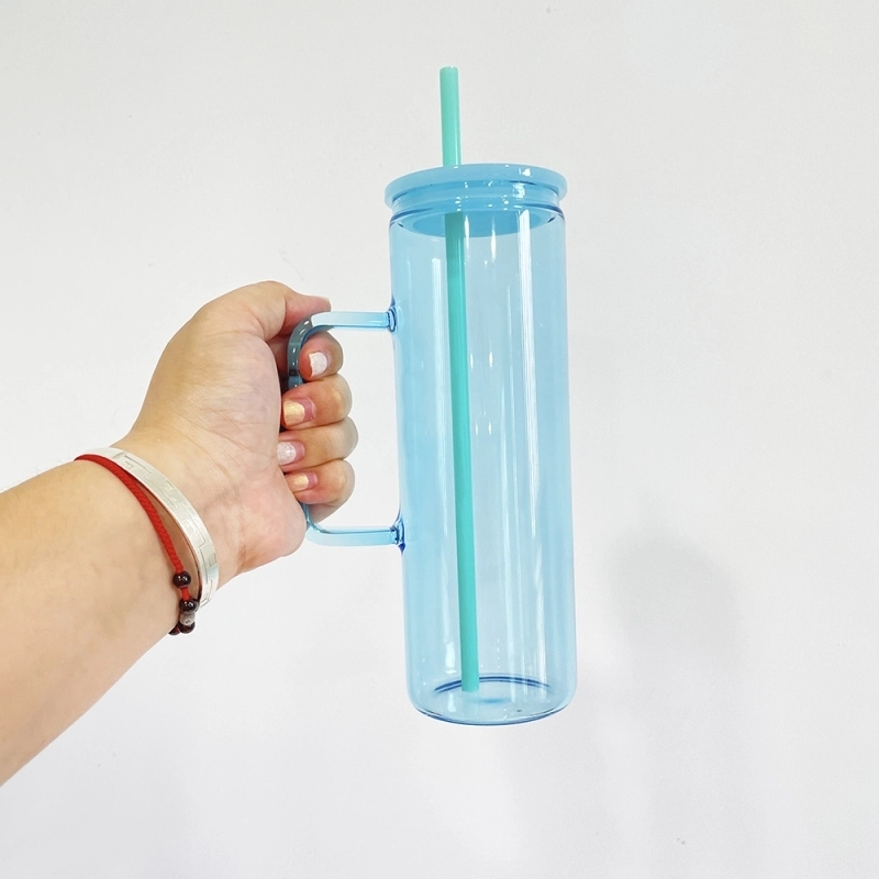 25 Pack USA Warehouse 20oz Jelly Color Straight Beverage Mug Glass Water Bottle 20 oz Glass Tumbler Cup For Sublimation And UV DTF Wraps