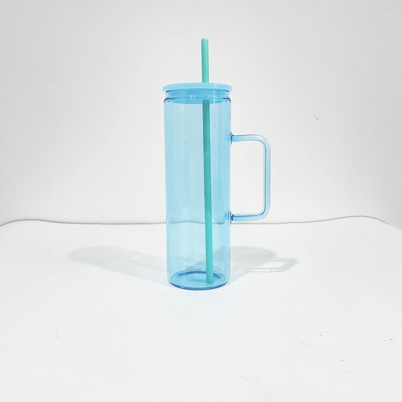 25 Pack USA Warehouse 20oz Jelly Color Straight Beverage Mug Glass Water Bottle 20 oz Glass Tumbler Cup For Sublimation And UV DTF Wraps