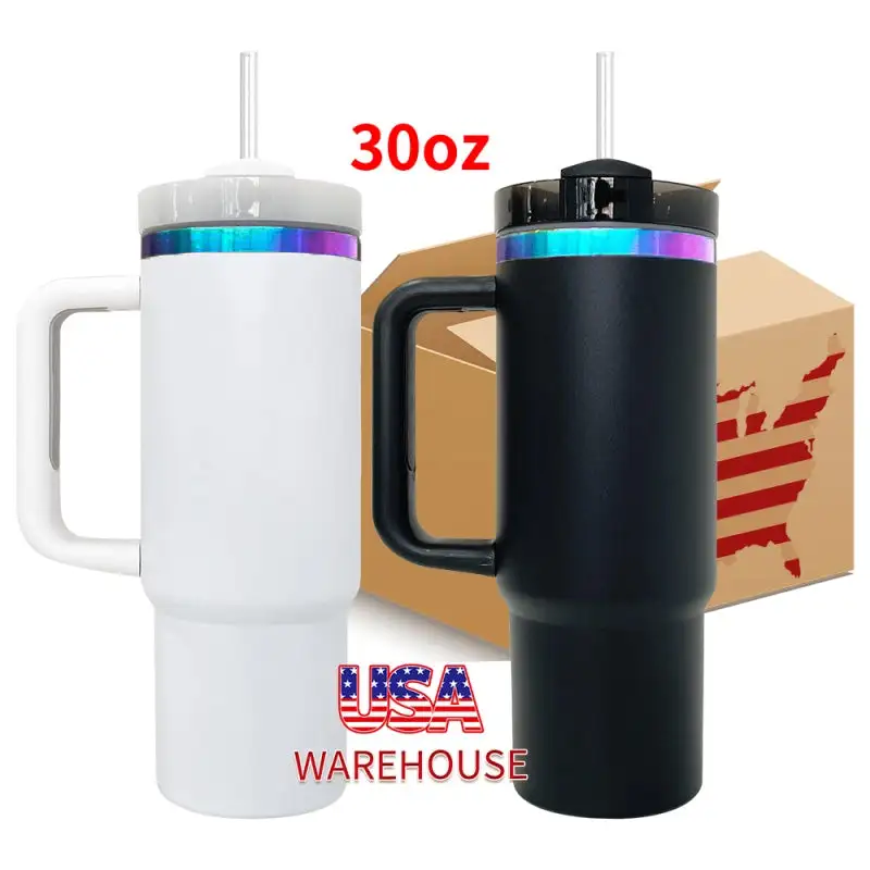 20 Pack USA Warehouse white Black Chroma Quencher H2.0 Powder Coat 30oz Blue-Purple Plated Tumbler with Handle for Laser Engraving