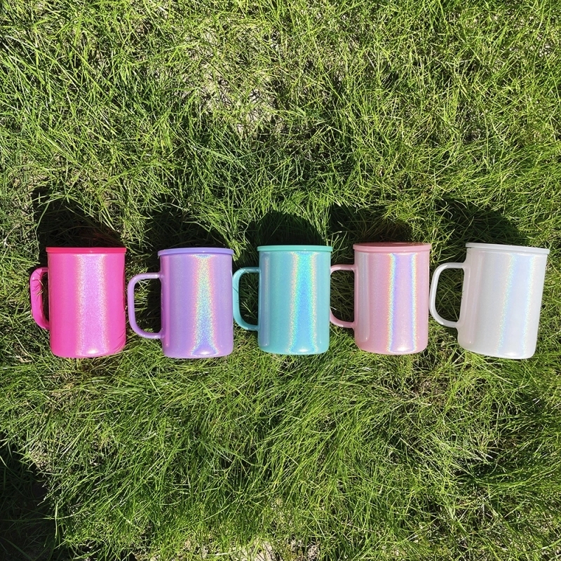 25 Pack USA Warehouse 17oz Shimmer Glass Mug With Colorful PP Lid for Sublimation
